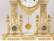 Pendulum gantry Louis XVI gilt bronze white marble vase flowers clock 18th
