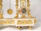 Pendulum gantry Louis XVI gilt bronze white marble vase flowers clock 18th