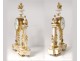 Pendulum gantry Louis XVI gilt bronze white marble vase flowers clock 18th