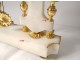 Pendulum gantry Louis XVI gilt bronze white marble vase flowers clock 18th