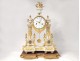 Pendulum gantry Louis XVI gilt bronze white marble vase flowers clock 18th