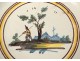 Salad bowl earthenware Nevers character landscape village eighteenth century