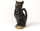 Pitcher zoomorphic barbotine Saint-Clément black cat twentieth century