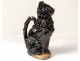 Pitcher zoomorphic barbotine Saint-Clément black cat twentieth century