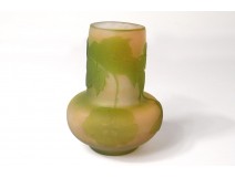 Small vase Emile Gallé glass paste flowers abutilons Art Nouveau XIXth