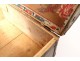 Large box chest studded leather antique brass french box XVIIIth nineteenth