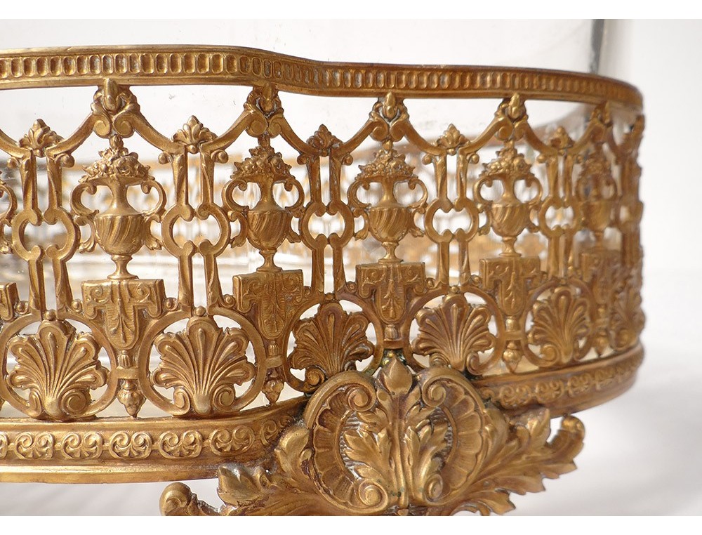 Fruit bowl centerpiece brass golden Baccarat crystal century