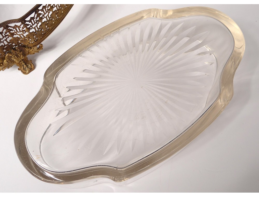 Fruit bowl centerpiece brass golden Baccarat crystal century