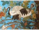Large flat enamel cloisonne bronze Japan cranes fish carp birds nineteenth
