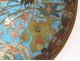 Large flat enamel cloisonne bronze Japan cranes fish carp birds nineteenth