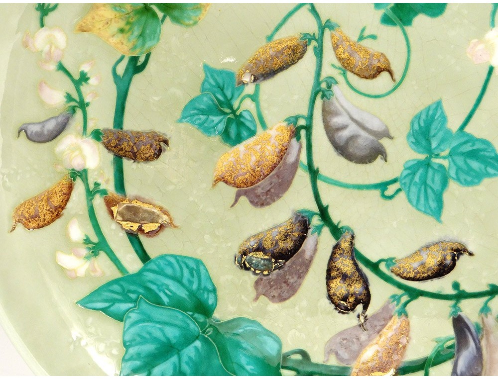 Grand Plateau Métal Émaillé – Décor Fleurs, Bord Doré (Rouge, Vintage)