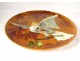 Large ceramic dish enamelled Almaric Walter Massier parrot 60cm twentieth