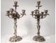 Pair large candelabra candlesticks 5 fires bronze Rococo Louis XV nineteenth