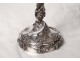 Pair candelabra candlesticks 4 lights Louis XV bronze silver flowers nineteenth