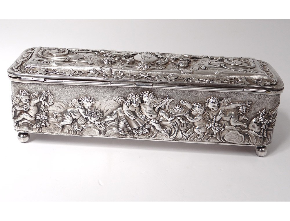 Box box metal silver angels musicians Jarry Brothers Paris XIX