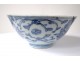 Chinese porcelain bowl white-blue flowers foliage Qianlong signed eighteenth