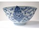 Chinese porcelain bowl white-blue flowers foliage Qianlong signed eighteenth