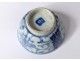 Pett sake bowl Chinese porcelain white-blue bat flowers eighteenth