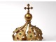 Small crown virgin statue golden brass rhinestone flowers crown nineteenth century