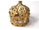 Small crown virgin statue golden brass rhinestone flowers crown nineteenth century