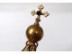 Small crown virgin statue golden brass rhinestone flowers crown nineteenth century
