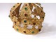 Small crown virgin statue golden brass rhinestone flowers crown nineteenth century