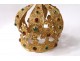 Small crown virgin statue golden brass rhinestone flowers crown nineteenth century