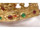 Small crown virgin statue golden brass rhinestone flowers crown nineteenth century