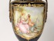 Pair covered pots porcelain vase Sèvres Longpré gallant bronze scene 19th