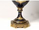 Pair covered pots porcelain vase Sèvres Longpré gallant bronze scene 19th