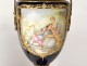 Pair covered pots porcelain vase Sèvres Longpré gallant bronze scene 19th