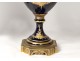 Pair covered pots porcelain vase Sèvres Longpré gallant bronze scene 19th