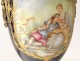 Pair covered pots porcelain vase Sèvres Longpré gallant bronze scene 19th