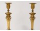 Pair candlesticks gilded bronze House Odiot lions palmettes nineteenth