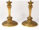 Pair candlesticks gilded bronze House Odiot lions palmettes nineteenth