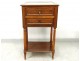 Bedside table Louis XVI mahogany white marble gilded brass Napoleon III nineteenth