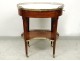 Coffee table oval Louis XVI mahogany white marble gilded brass eighteenth