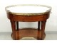 Coffee table oval Louis XVI mahogany white marble gilded brass eighteenth