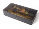 Russian lacquered wood cabinet box Lukutin characters table landscape nineteenth