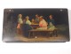 Russian lacquered wood cabinet box Lukutin characters table landscape nineteenth