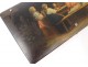 Russian lacquered wood cabinet box Lukutin characters table landscape nineteenth