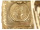 Pair Louis XVI arms light golden bronze gilded profile antique lion 18th