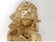 Pair Louis XVI arms light golden bronze gilded profile antique lion 18th