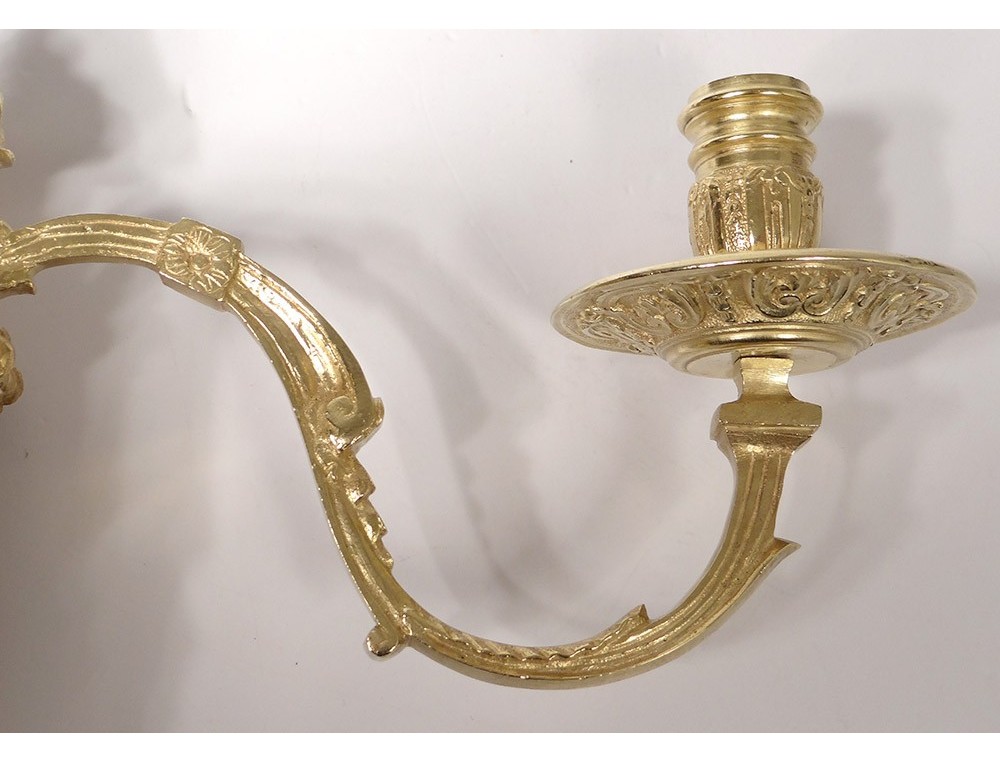 Paire De bras De Lumière Bronze 18 ème