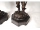 Pair sculptures bronze Blavier Henri Duc Guise Tower Auvergne Marfée nineteenth