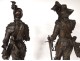 Pair sculptures bronze Blavier Henri Duc Guise Tower Auvergne Marfée nineteenth