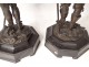 Pair sculptures bronze Blavier Henri Duc Guise Tower Auvergne Marfée nineteenth