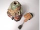 2 figurines Japan clay terracotta couple man guitar woman child twentieth