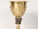 Neo-gothic chalice silver vermeil Minerve Besnard Paris diamonds angels twentieth
