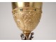 Neo-gothic chalice silver vermeil Minerve Besnard Paris diamonds angels twentieth
